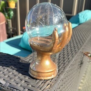 Gold Hand-Shaped Glass Globe Cloche Fortune Teller Glass Hand